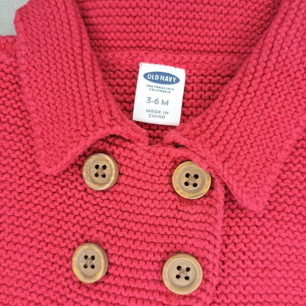 Old Navy Knit Sweater Jacket Red with Buttons Size 3-6 Months